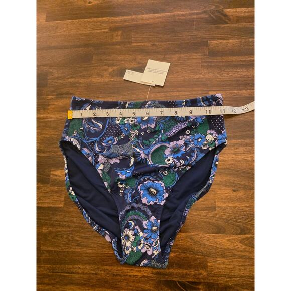 Amazon Essentials Bikini Bottom Deep Blue Floral Size XS High Waist NWT - Picture 2 of 7